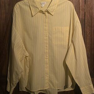 GAP The Big Shirt Yellow Striped Button Down Shirt, XXL